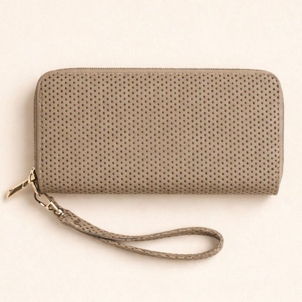 2 Chic Metallic Gold Zip Around Wristlet Wallet – Textured Clutch